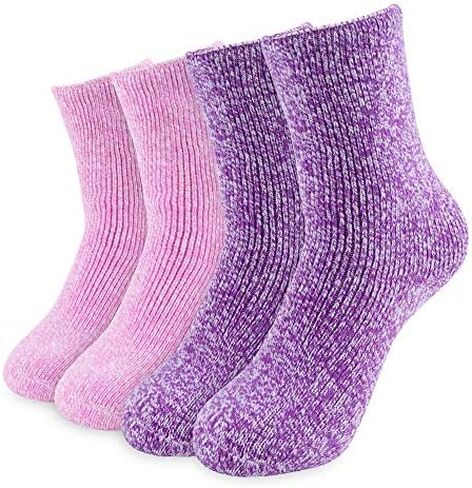 HOT FEET Boys and Girls 2 Pack Heavy Thermal Socks - Traps in Warmth - Thick Insulated Crew for Hiking and Cold Weather in Kuwait