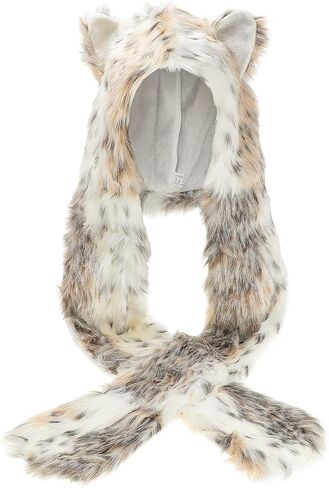 SATINIOR White Animal Hood Winter Warm Plush Faux Fur Animal Hat Scarf Mitten in Saudi Arabia
