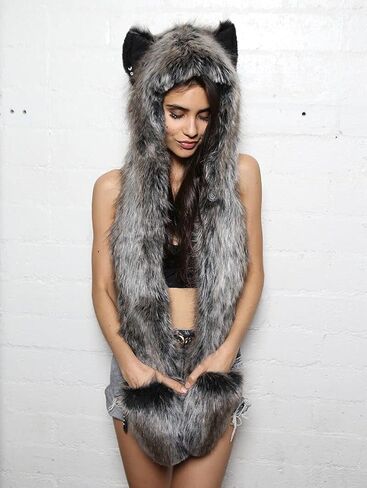 غطاء رأس من الفرو الصناعي باللون الرمادي من SpiritHoods، للجنسين، مقاس واحد in Saudi Arabia