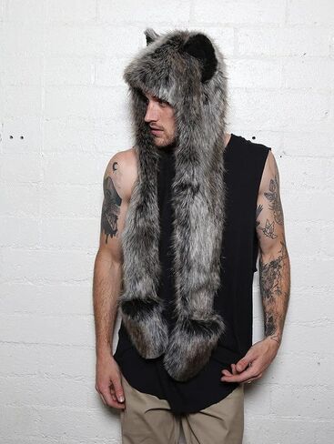 غطاء رأس من الفرو الصناعي باللون الرمادي من SpiritHoods، للجنسين، مقاس واحد in Saudi Arabia