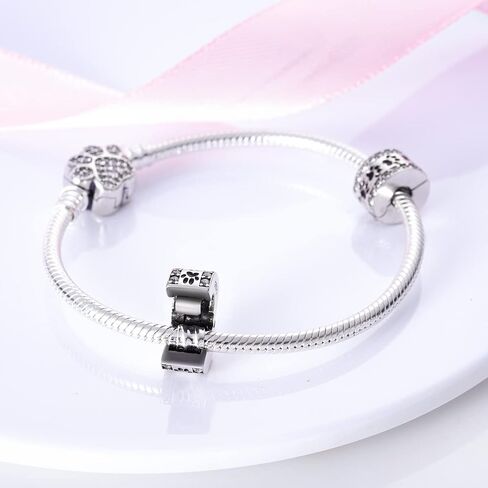 Parmuz Clip Spacer Charm for Bracelet 925 Sterling Silver Pave Cubic Zirconia Clip Lock Spacer Stopper Charm Bead Star Moon Evil Eye charms Jewelry Gift for Woman in Saudi Arabia