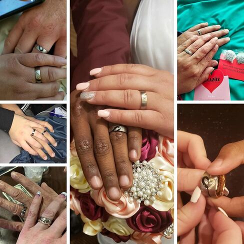 ANAZOZ His & Hers خاتم الحب الحقيقي على شكل قلب من الفولاذ المقاوم للصدأ للأزواج وأشرطة خطوبة الزفاف، حلقة علوية، 6 مم in Kuwait