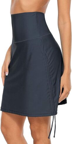ALove Womens High Waisted Drawstring Swim Skirts Ruched Tummy Control Swimsuit Bottoms in Kuwait