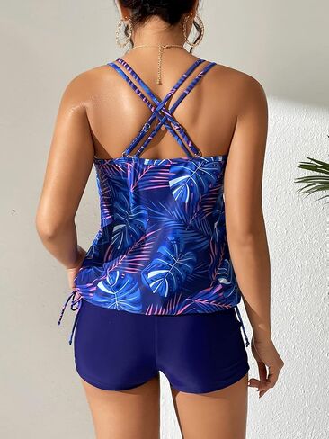 بدلة سباحة نسائية من ESPRLIA مكونة من قطعتين للتحكم في البطن مع شورت للأولاد برقبة على شكل حرف V بدون أكمام in Kuwait