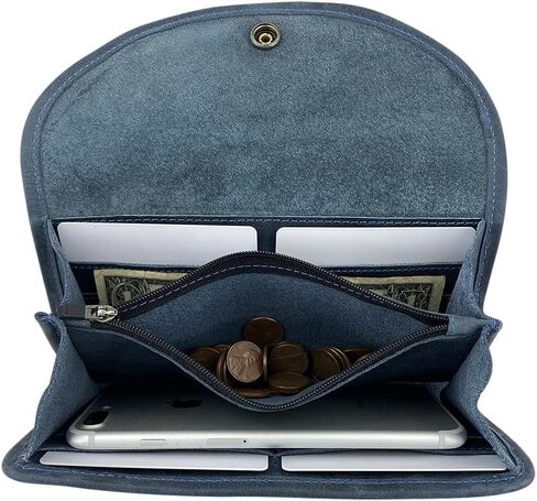 Hide & Drink, Snap Clutch Wallet for Women, Money Holder and Card Organizer with Zippered Pouch, Full Grain Leather, Handmade, Bourbon Brown in Kuwait