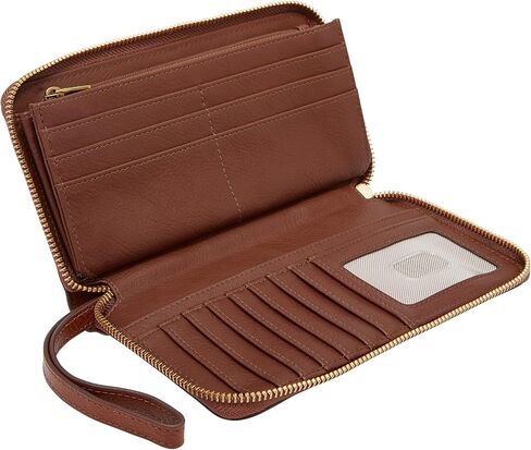 Fossil Women's Liza Leather Zip Around Clutch Wallet With Retractable Wristlet Strap for Women in Kuwait