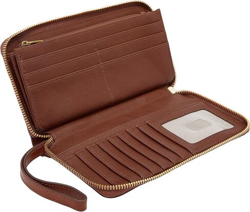 Fossil Women's Liza Leather Zip Around Clutch Wallet With Retractable Wristlet Strap for Women in Kuwait