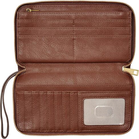 Fossil Women's Liza Leather Zip Around Clutch Wallet With Retractable Wristlet Strap for Women in Kuwait