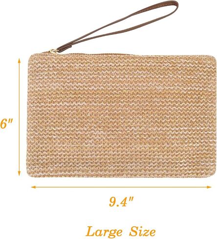 AGNETA Straw Clutch for Women Straw Purse Hand Wrist Type Summer Beach bag Handbags Wallet in Saudi Arabia
