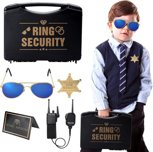 Keymall Ring Bearer خاتم الزفاف صندوق الأمان يتضمن بطاقة اقتراح حامل الخاتم وكيل خاص شارة ظلال جهاز اتصال لاسلكي للأطفال هدية اقتراح حامل الخاتم in Kuwait