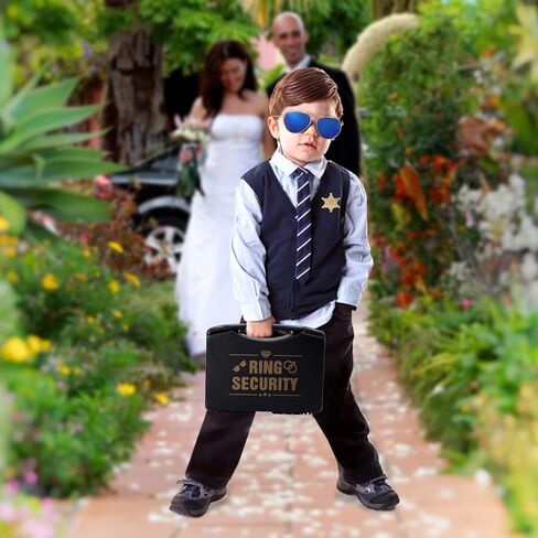 Keymall Ring Bearer خاتم الزفاف صندوق الأمان يتضمن بطاقة اقتراح حامل الخاتم وكيل خاص شارة ظلال جهاز اتصال لاسلكي للأطفال هدية اقتراح حامل الخاتم in Kuwait