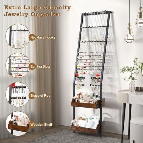 Jewelry Holder Organizer, Large Jewelry Organizer Wall with Earring Organizer Necklace Holder Bracelet Holder, Jewelry Organizer Stand Jewelry Display for Earrings Rings Necklaces Bracelet Watch in Kuwait