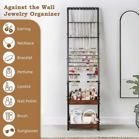 Jewelry Holder Organizer, Large Jewelry Organizer Wall with Earring Organizer Necklace Holder Bracelet Holder, Jewelry Organizer Stand Jewelry Display for Earrings Rings Necklaces Bracelet Watch in Kuwait
