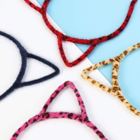 Unomor 12PCS Cat Ears Hair Headband Fluffy Hair Hoop for Cat Birthday Party Supplies and Daily Accessories, with 12 Colors in Saudi Arabia