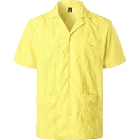 قمصان VATPAVE للرجال بأكمام قصيرة وأزرار سفلية كوبية Guayabera