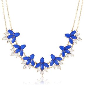 JERTOCLE Crystal Flower Collar Necklace for Women Chunky Rhinestone Floral Bib Statement Choker Necklace