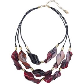 BOCAR 3 Strand Statement Acetate Necklace Women Fashion Resin Multi Layered Collar Necklaces