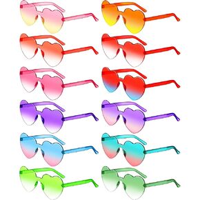 12 Pair Heart Shaped Sunglasses Colorful Heart Rimless Glasses Transparent Heart Sunglasses Party Favors in Saudi Arabia