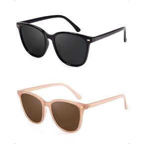 FIMILU 2 Packs Sunglasses for Women Polarized UV400 Protection Lens Big Frame Fashion Glasses Trendy Stylish Shade