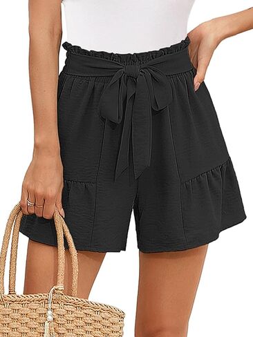 Heymoments Women's Wide Leg Shorts Without Pockets Lightweight High Waisted Adjustable Tie Knot Loose Summer Cute Trousers in Saudi Arabia