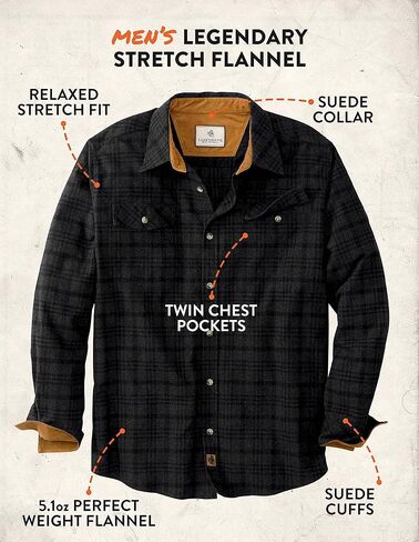 Legendary Whitetails Men's Flannel Shirt Long Sleeve Button Down Relaxed Fit in Kuwait