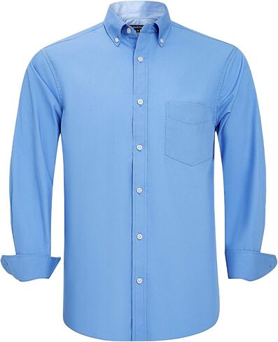 Double Pump Mens Button Down Shirts Cotton Long Sleeve Shirts Regular Fit in Kuwait