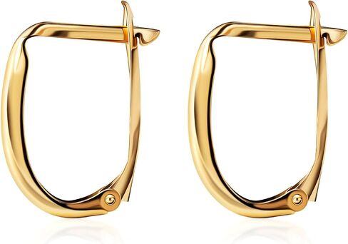 14K Solid Gold Squared Shape High Polished Cute Huggie Hoop Earrings- 3X15MM-Perfect for First or Second Ear Hole in Saudi Arabia