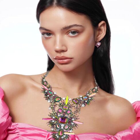 NABROJ مكتنزة بيان مريلة قلادة هالوين المجوهرات للنساء حجر الراين مهرجان كريستال القلائد سحب الملكة كرنفال الملحقات 2 ألوان 1 قطعة in Kuwait