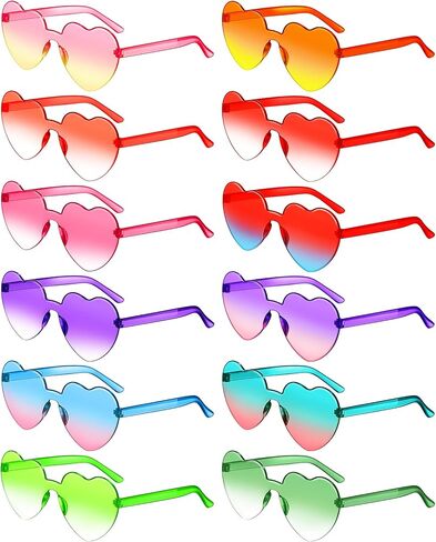 12 Pair Heart Shaped Sunglasses Colorful Heart Rimless Glasses Transparent Heart Sunglasses Party Favors in Kuwait