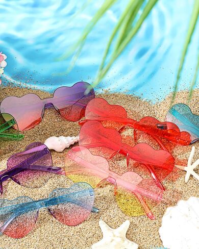 12 Pair Heart Shaped Sunglasses Colorful Heart Rimless Glasses Transparent Heart Sunglasses Party Favors in Kuwait