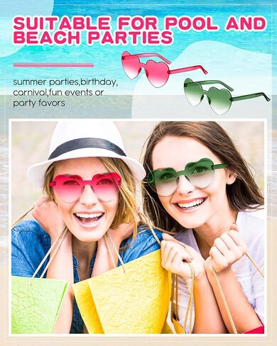 12 Pair Heart Shaped Sunglasses Colorful Heart Rimless Glasses Transparent Heart Sunglasses Party Favors in Kuwait