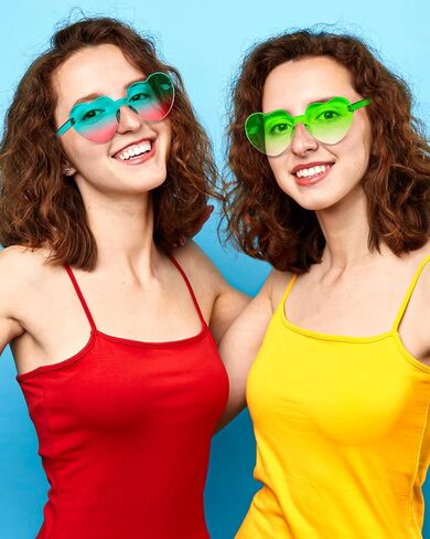 12 Pair Heart Shaped Sunglasses Colorful Heart Rimless Glasses Transparent Heart Sunglasses Party Favors in Kuwait