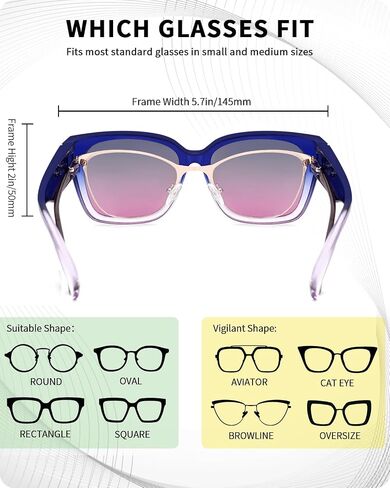 Meeloog Polarized Fit Over Glasses Sunglasses for Women UV Protection, Trendy Square Wrap Around Shades for Driving Riding in Kuwait