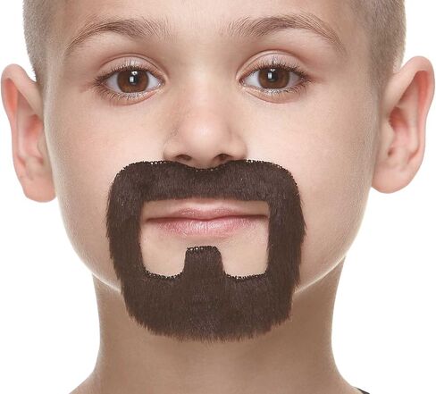 Mustaches Fake Beard, Self Adhesive, Novelty, Small Inmate False Facial Hair, Costume Accessory for Kids, Black Lustrous Color in Saudi Arabia