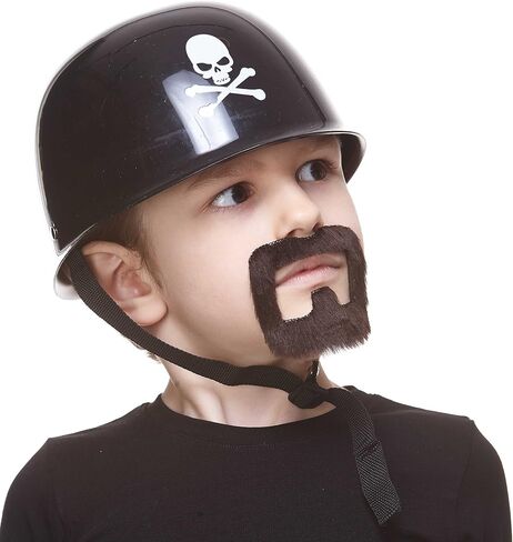Mustaches Fake Beard, Self Adhesive, Novelty, Small Inmate False Facial Hair, Costume Accessory for Kids, Black Lustrous Color in Saudi Arabia