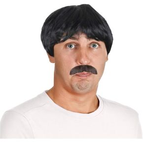 Men's Black Wig and Mustache Set in Saudi Arabia