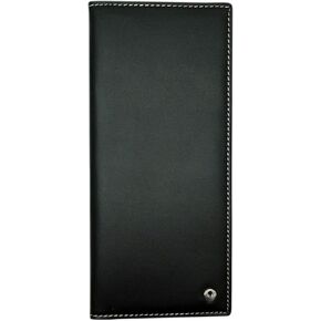 RFID Blocking Slim Minimalist Long Travel Wallet Genuine Leather Passport Holder Travel Cover (Black)