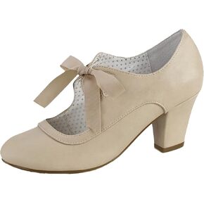 Erocalli Women's Mary Jane Pumps Chunky Block Shoes Heart Hollow Adorable Vintage Shoes Unique Round Toe Lace Up in Saudi Arabia