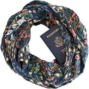 Thea ~ Infinity Scarf w/Secret Zipper Pocket, Spring Travel Scarf, Made in U.S.A. in Saudi Arabia