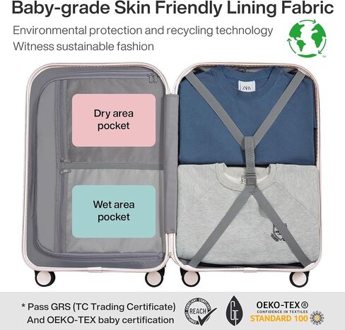 مجموعة حقائب سفر من Mixi مكونة من 3 قطع من الكمبيوتر الشخصي وحقيبة سفر بعجلات دوارة وقفل TSA، 20+24+28 وردي، مع غطاء in Kuwait