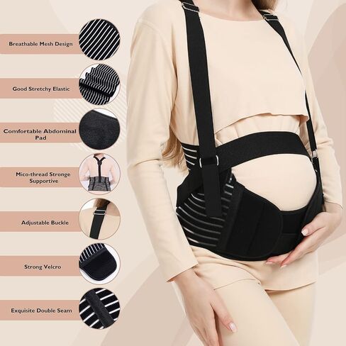 Evolway Belly Bands For Pregnant Women - Maternity Belt Pregnancy Support - Breathable Abdominal Binder, Back Support, Multiple Sizes And Colors For All Stages Of Pregnancy & Postpartum in Saudi Arabia