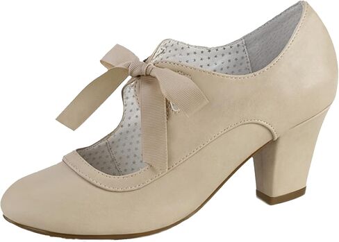 Erocalli Women's Mary Jane Pumps Chunky Block Shoes Heart Hollow Adorable Vintage Shoes Unique Round Toe Lace Up in Kuwait