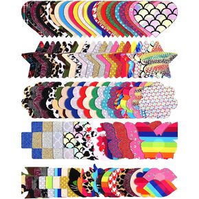 SATINIOR 100 Pairs Pasties Multi Designed Pasties Covers Disposable Self-Adhesive Breast Covers Multicolored Pasties Stickers for Women Girls, Multicoloured, Medium in Saudi Arabia