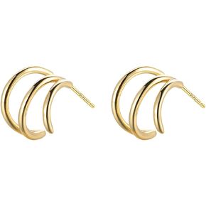 Reffeer Sterling Silver Multi Hoop Earrings Cuff Huggie for Women Teen Girls Wrap Stud Earrings