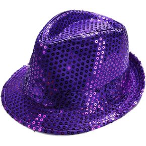 Mardi Gras Sequin Fedora Hats Party Hats,Western Sequin Fabric Fedora Hat for Men Cosplay Costume Party Accessory in Kuwait