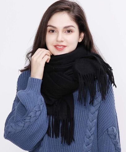 وشاح RIIQIICHY 100% من الكشمير شالات وأغطية الباشمينا للنساء لشتاء دافئ أوشحة ناعمة أكثر سمكًا in Kuwait