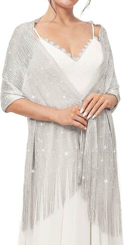 GORAIS Shawls and Wraps for Evening Dresses Shrugs Wedding Scarf Fringe with Rhinestone Buckle for Women in Kuwait