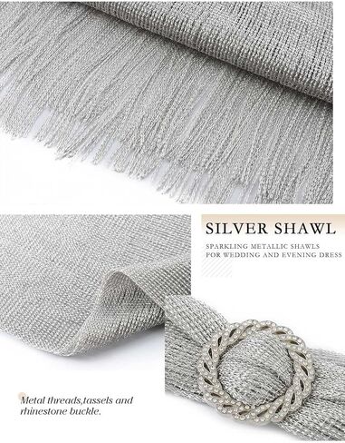 GORAIS Shawls and Wraps for Evening Dresses Shrugs Wedding Scarf Fringe with Rhinestone Buckle for Women in Kuwait