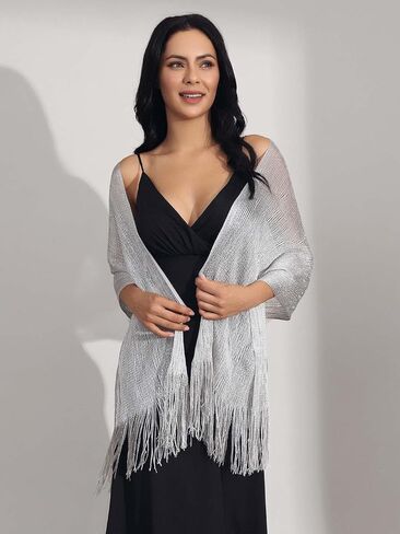 GORAIS Shawls and Wraps for Evening Dresses Shrugs Wedding Scarf Fringe with Rhinestone Buckle for Women in Kuwait