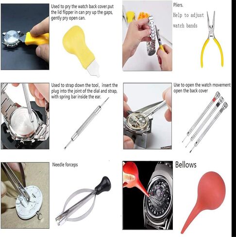 مجموعة أدوات إصلاح الساعات، مجموعة أدوات ساعة احترافية محمولة وفتاحة خلفية للساعة، طقم أدوات بديلة للساعة، مجموعة أدوات إزالة وصلات الساعات ومجموعة أدوات احترافية مع حقيبة in Kuwait